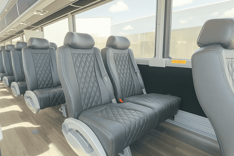 interior of Chino Hills Minibus Company charter bus